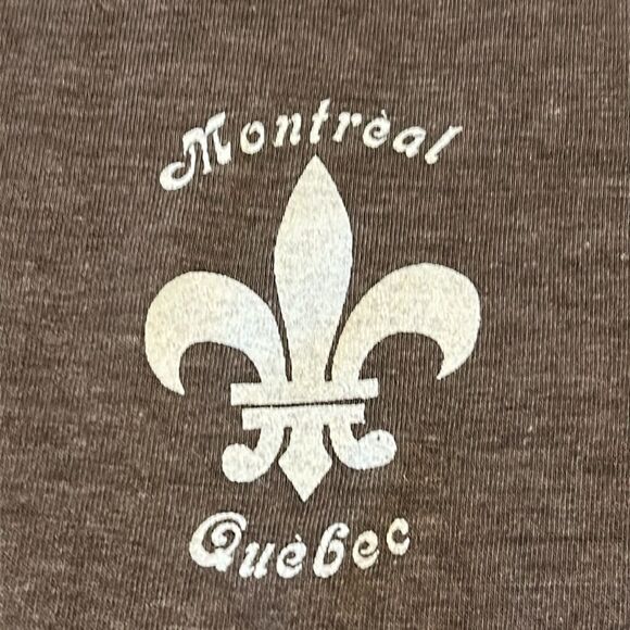 VTG Single Stitch Women’s Slim T-Shirt Montreal Quebec Canada Heather Brown XL - Picture 3 of 8